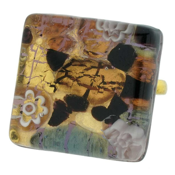 Square with Adjustable Band GlassOfVenice Murano Glass Venetian Reflections Ring 
